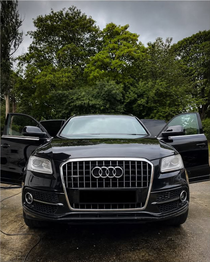Audi Q5 front-on with both doors open during an Exterior Valet by Grassendale Valet