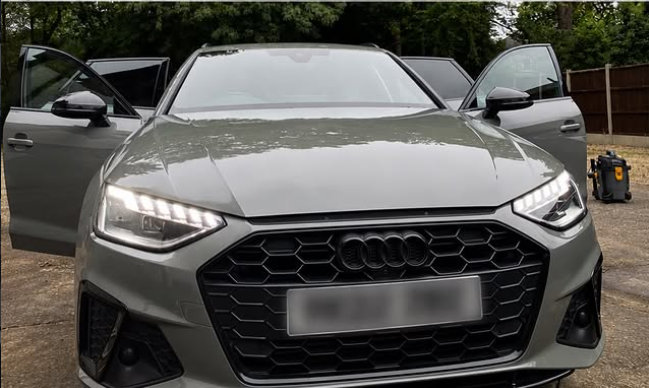 Audi after a valet by Grassendale Valet, doors open